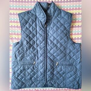 bobbie brooks womens L 14/16 Blue Full zip puffer sweater vest sleeveless